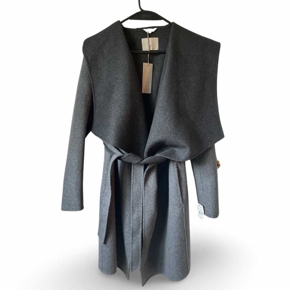 NWT Soia & Kyo double face wool-blend wrap coat, gray, worn by Taylor Swift, S